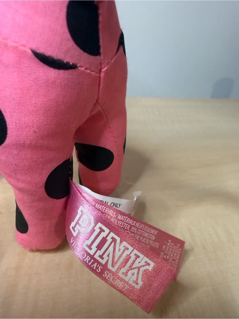 Victoria's Secret PINK Pink and Black Polka Dot Dog Plush